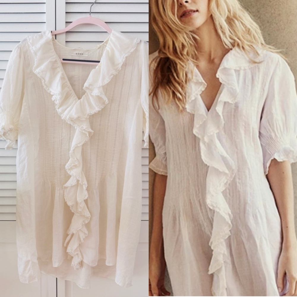 Doen Cream Ruffled Blouse